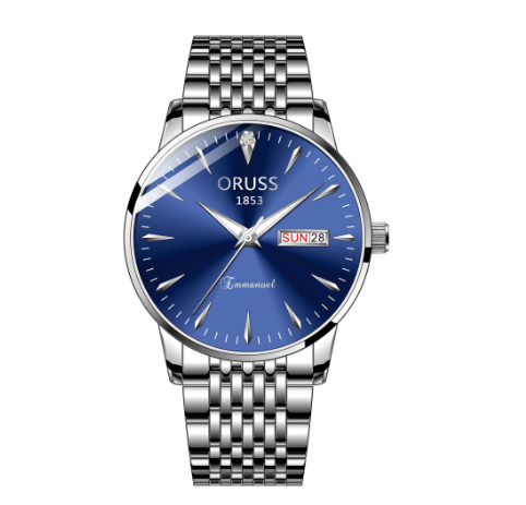 ORUSS Original Swiss Luxury Stainless Steel Waterproof Watch Men's Calendar Luminous Simple Trendy Korean Watch M4