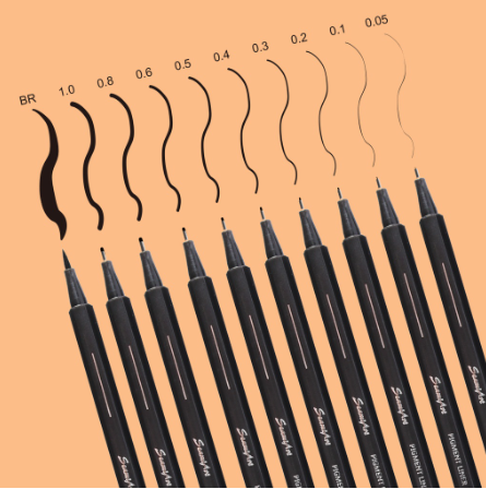 SeamiArt 1pc Black Pigment Fineliner Needle Brush Waterproof Drawing Pen for Sketch Watercolor