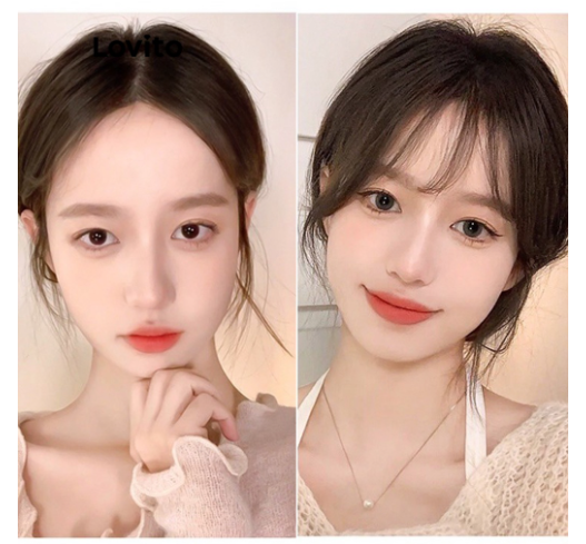 Casual Plain Extension Air Bangs Women Straight Wig L41FA001 Black Brown Mocha Brown