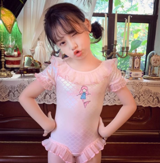 Girls' Swimsuit Summer Western Style Children's Colorful Mermaid Princess One-Piece Girl Quick-Drying Swimsuit