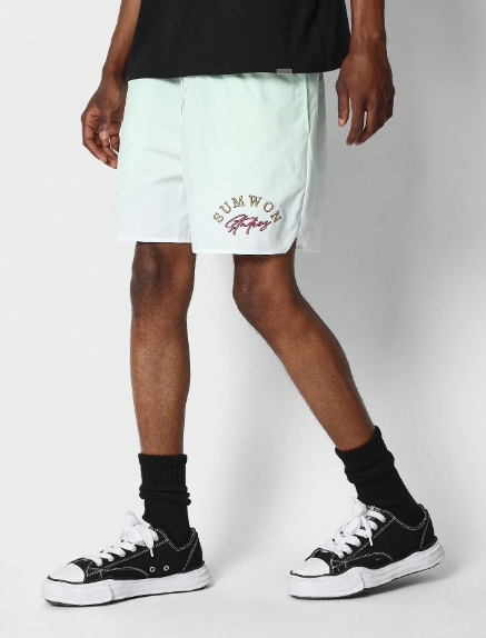 SUMWON Nylon Ombre Short With Front Graphic