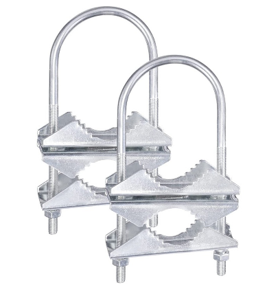 Double Antenna Mast Clamp V-Jaw Bracket U Bolts Mounting Hardware 2 Sets for Yagi WiFi Antenna, TV Antenna