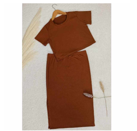 Maternity Knitted Top and Skirt with Slit MC7