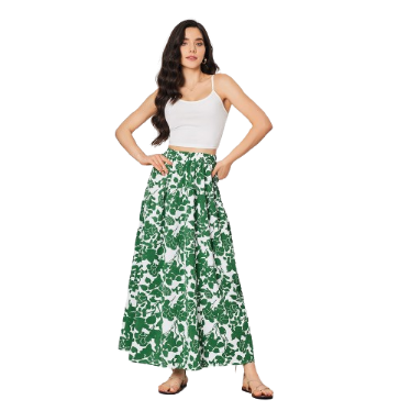Lovito Women Boho Floral Ruffle Skirt LBL08073