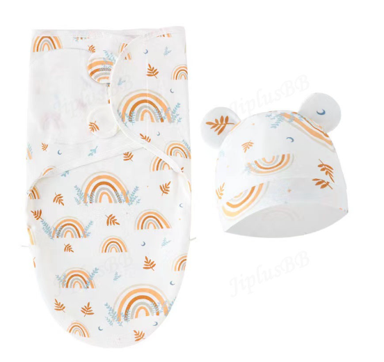 Newborn Baby Muslin Swaddle Blanket Hat Set Swaddle Bedding Wrap Blanket Baby Swaddling S51