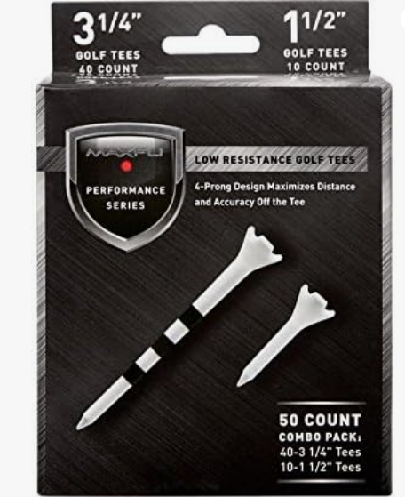 Maxfli Performance Series Low Resistance 3.25" & 1.5" White Golf Tees - 50 Pack