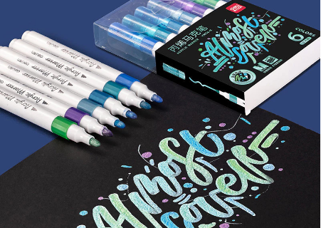 Deli 6PCS Metallic Acrylic Marker Pen Painting School Supplies HM114 1Set