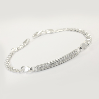 Silver W127 Italy 925 Band Stone Ladies Bracelet