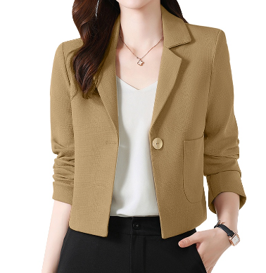 ZANZEA Women Korean Long Sleeves Turn-Down-Collar Cutoff Blazer