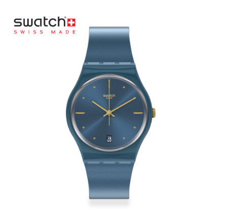 Swatch Gent Pearlyblue GN417 Blue Metallic Strap Watch