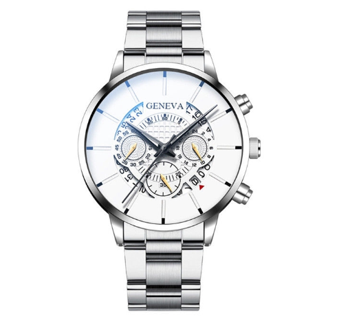 Fashion Geneva Watch Men Stainless Steel Watch With Calendar 005