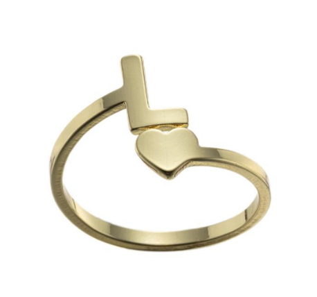 Fashion Heart 26 Letters Rings For Women Gold Color A-Z Initials Opening Ring Alphabet Finger Accessories Party Jewelry Gifts L