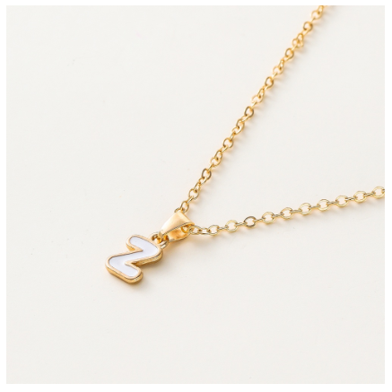 St.kunkka Three-Dimensional Metal English Letter Pendant Necklace Ladies Necklace A-Z for Gift Z