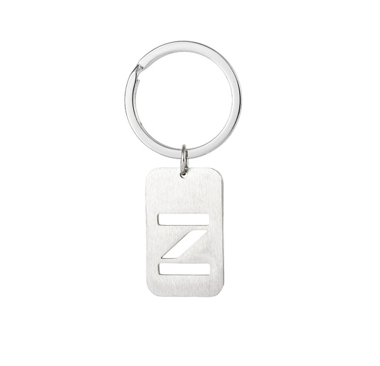 1Pcs Simple Stainless Steel 26 Letter Keychains Fashion Sliver Color Initials Keyrings Handbag Charms Ornaments Souvenir Gifts Z