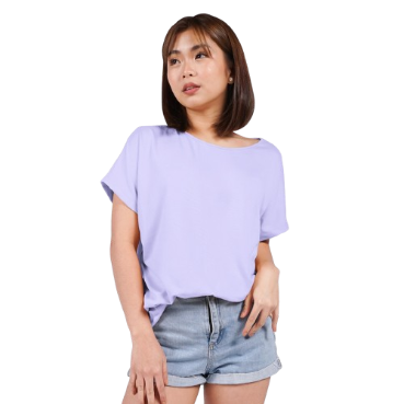 INSPI Drape Tops for Women Korean Top Trendy Tee Pambahay Blouse Cotton Shirt Yellow Blue Sleepwear (Lavender)