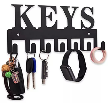 Sweet Home Decors Black Metal Key Holder Front Door Organizer Wall Mounted Hook Decorative Keychain