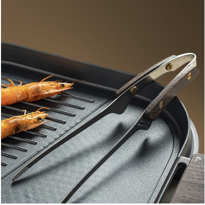 Stainless Steel Outdoor Retro Barbecue Clip with Wooden Handle, Grilled Meat Clip, Fried Steak, Anti Scalding Restaurant Kitchen 2024 304