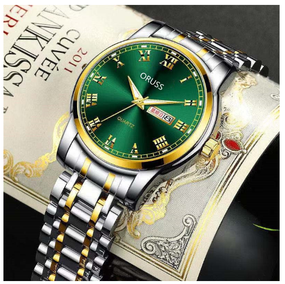 ORUSS Men Watch Waterproof Stainless Steel Automatic Calendar Luxury Gold Watch for Men Original Brand Fashion Wristwatch Relo for Men M04