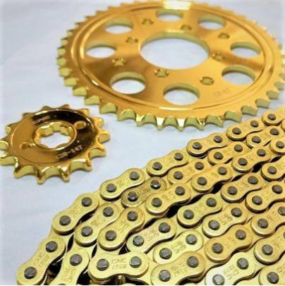 SPROCKET SET RAIDER150 GOLD (428H-132L 41T-14T, 428H-132L 43T-14T)