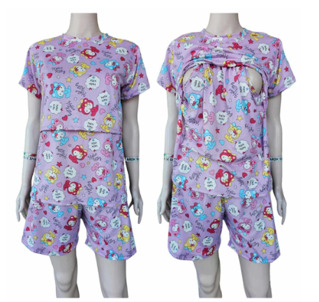 Breastfeeding and Maternity Terno Blouse and Shorts (New Printed Design) Freesize fits Small to XL MT8