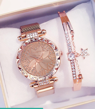 Original Sports Waterproof Rose Gold Strap Watch for Women with Bracelet
