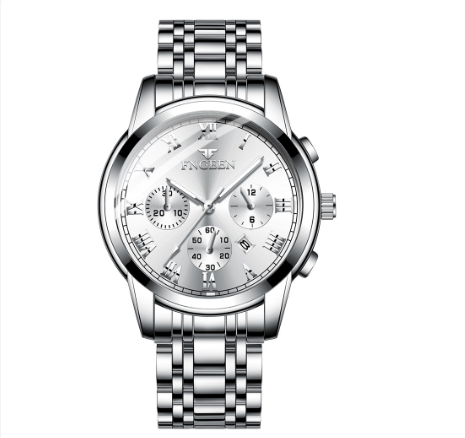 FNGEEN Men's Quartz Watch SILVER WHITE