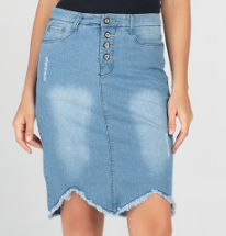 Frayed Hem Denim Midi Skirt for Women