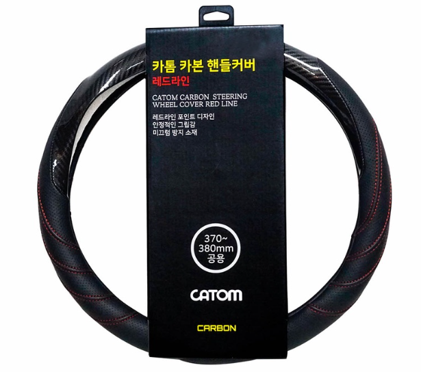 Catom Carbon Steering Wheel Cover 370-380mm (Red Line)