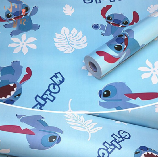 Wallpaper PVC Self Adhesive 10metersX45cm Waterproof Sticker Blue Stich Design