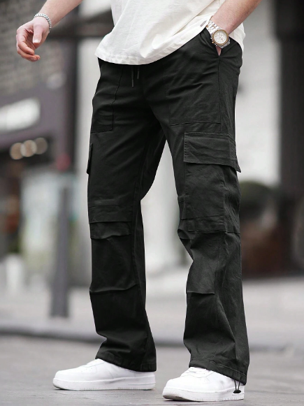 Manfinity Homme Men's Casual And Stylish Multi-Pocket Utility Pants,Cargo Men Pants