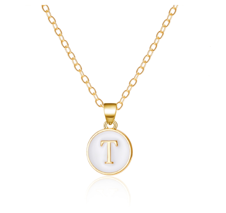 26 Initial Pendant Necklace Men's and Women's Fashion Simple Style Initial Pendant Gold Necklace Holiday Gift T