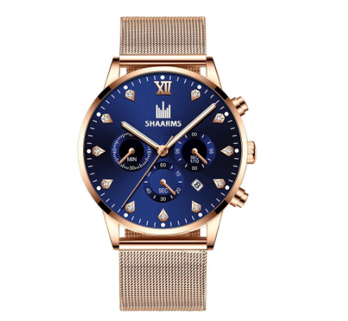 Fashion Men Stainless Steel Quartz Watches with Calendar M02