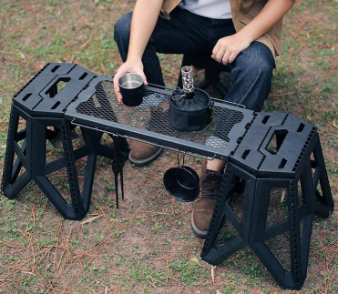 Folding Camping Grill Table Outdoor with Mesh Desktop Heavy Duty Picnic Small Table for Patio BBQ Beach Indoor