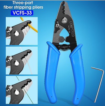 COMPTYCO Optical Fiber Stripper Fiber Optic Cable Clamps Three-Port Pliers VCFS-33 Rubber-Covered Wire Hand Tools