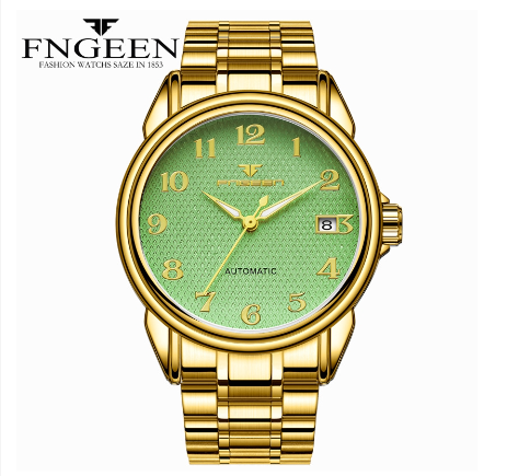 FNGEEN 6608 Men's Automatic Mechanical Watch GOLD GREEN