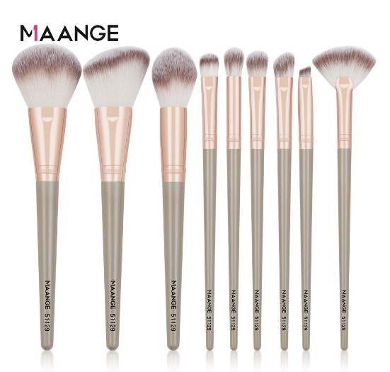 Maange Makeup Brushes Make Up Brush Set 9Pcs Champagne