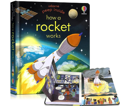 Usborne Peep Inside How A Rocket Works Education English Picture Book for Kids 3D Flap Board Books