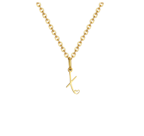Vnox Initial with Hollow Heart Pendant Necklace,18K Gold Dainty Letter Choker Necklace Gift for Women Necklace Jewelry X