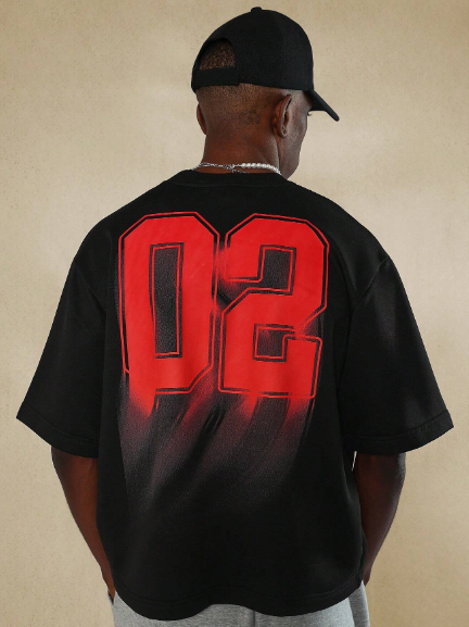 SUMWON Crop Fit Tee With Letter & Number Graphic Discharge Print College Ready