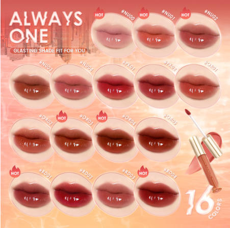 FOCALLURE AmberGold Glasting Essence Lip Tint Lip Care 3 Textures High Pigmented Watery Non-sticky Lip Plumpy