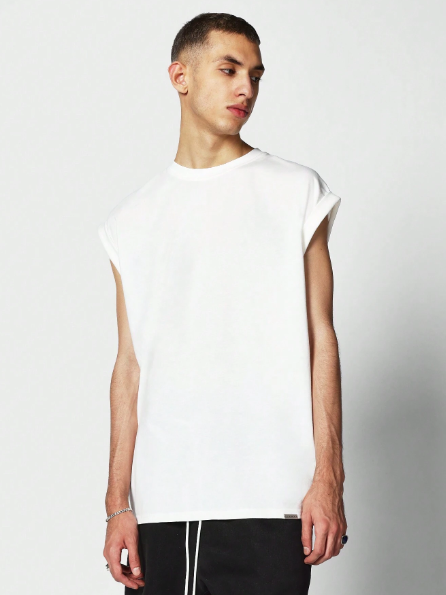 SUMWON Boxy Tank With Turn Up Sleeve