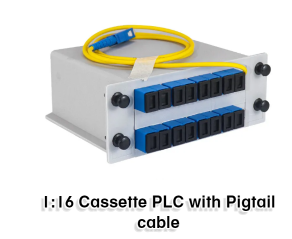 Allan 1:16 Cassette PLC Fiber Optic Box Type with Cable Pigtail UPC Connector Splitter