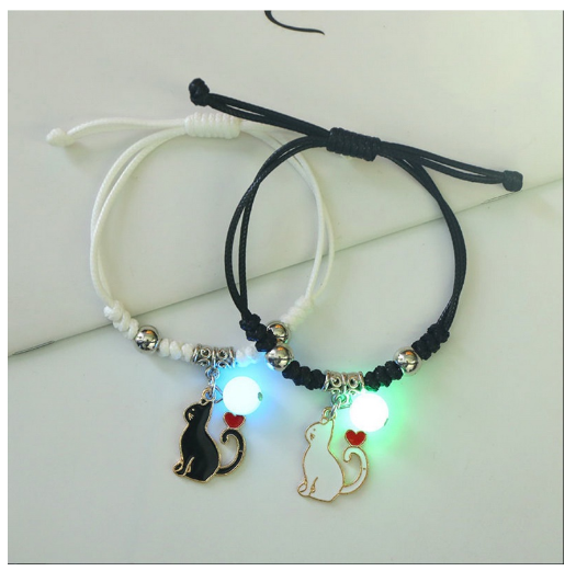 2Pcs Glow in the Dark Luminous Bracelet For Women Adjustable Fashion Women Men Couple Bracelet Best Friends Bracelets B35
