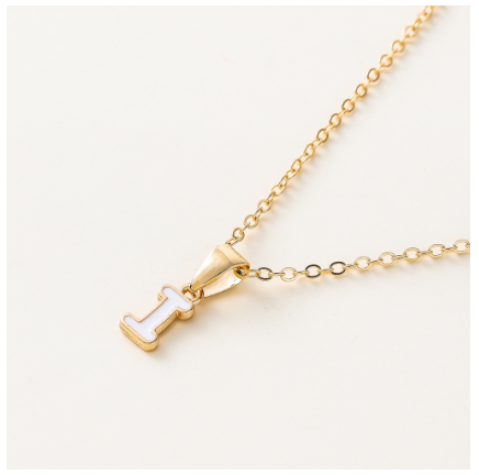 St.kunkka Three-Dimensional Metal English Letter Pendant Necklace Ladies Necklace A-Z for Gift I