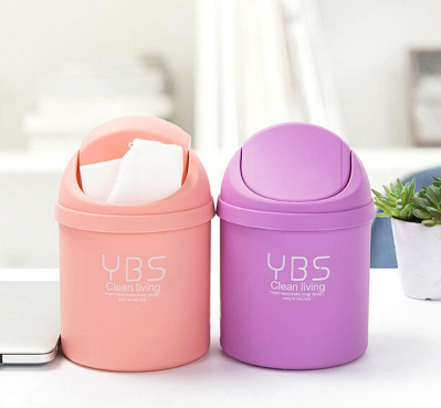 Mini Desktop Trashcan Basket Storage with Cover Desk Organizer Creative Car Trash Bin