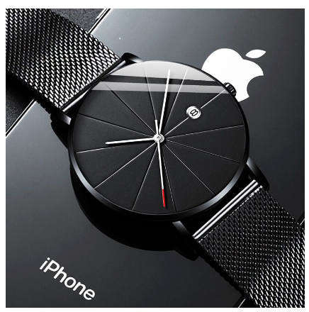 Fashion Stainless Steel Simple Quartz Analog Wrist Watch for men's women's Waterproof 1