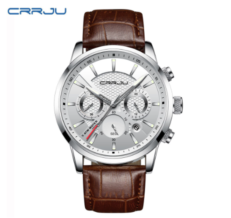 Reloj Hombre Sports Waterproof Chronograph Men's Watch 2021 CRRJU Automatic Quartz Leather Casual Watch 2212 M1