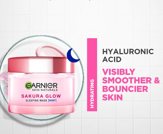 Garnier Sakura Glow Night Cream Moisturizer For Glass Skin Hydrating Sleeping Mask Skin Care 50ML