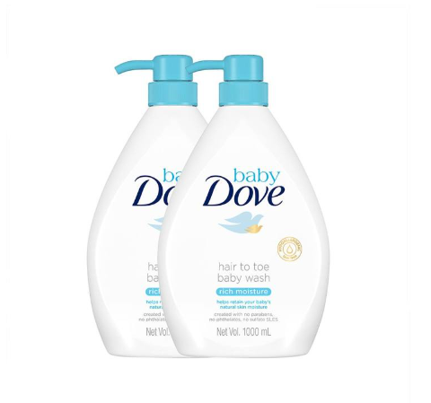 Baby Dove Hair to Toe Wash Rich Moisture 1L for Dry Skin (Bundle of 2)