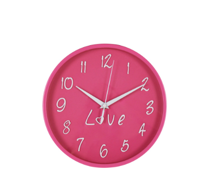 Pink Love Nordic Wall Clock 9“ Inches Easy Read Embossed Number Analog Home, Office, Bedroom